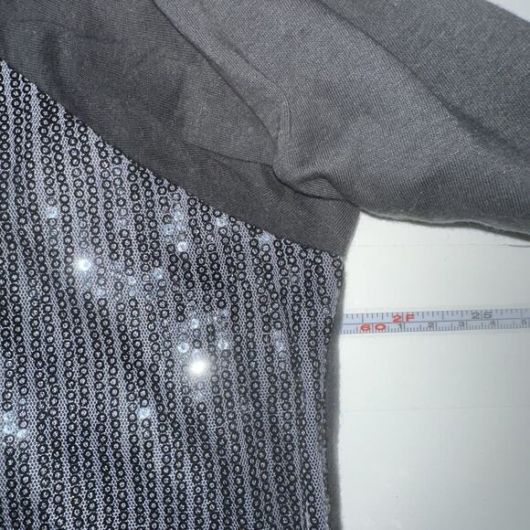 Eyeshadow Black Sequin Front Tunic Top Size Large 3/4 Sleeve Party Blouse - Picture 5 of 7